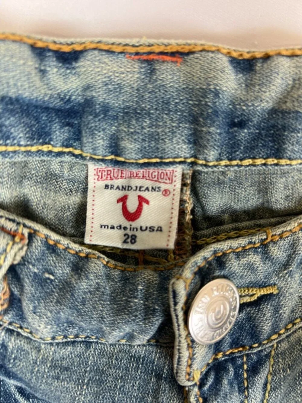DEADSTOCK True Religion Joey Big T Jeans 28 Made in USA NWT Vintage Indigo Flare - Picture 9 of 12